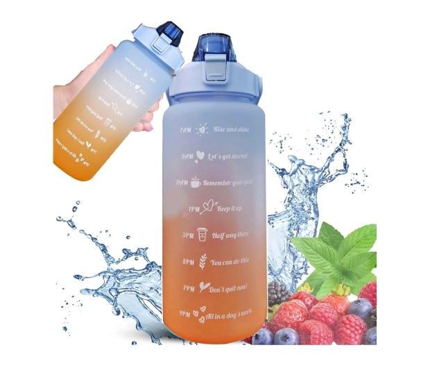 ExtraLink Butelka motywacyjna bidon na wodę 2000ml niebiesko-pomarańcz - 1585400 - zdjęcie 2